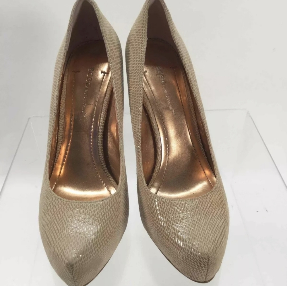 Bcbgeneration Snake Embossed Beige Platform Pumps - image 2